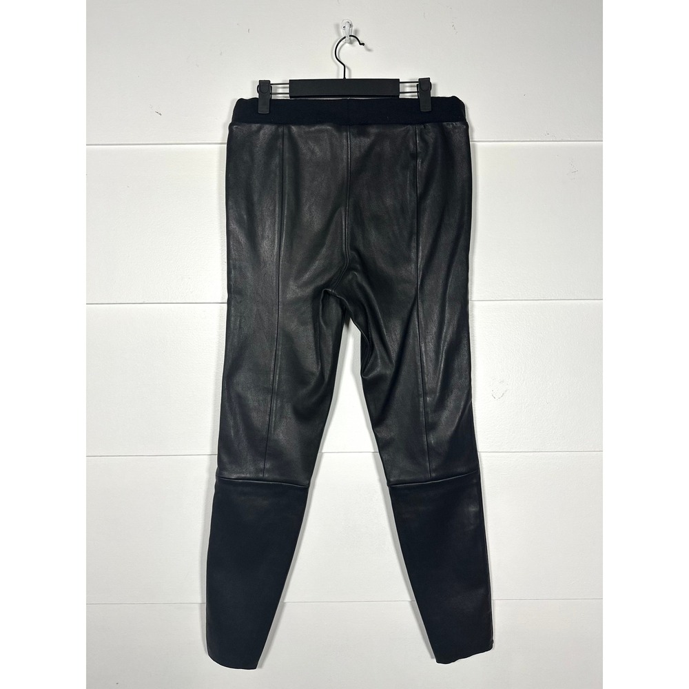 Pam & Gela Lambskin Track pants women's M leather stripe moto luxury $795 skinny - Picture 7 of 12